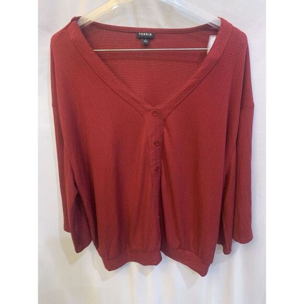 Women's Size 1X Torrid Burgundy Red Bell Sleeve Blouse Cute